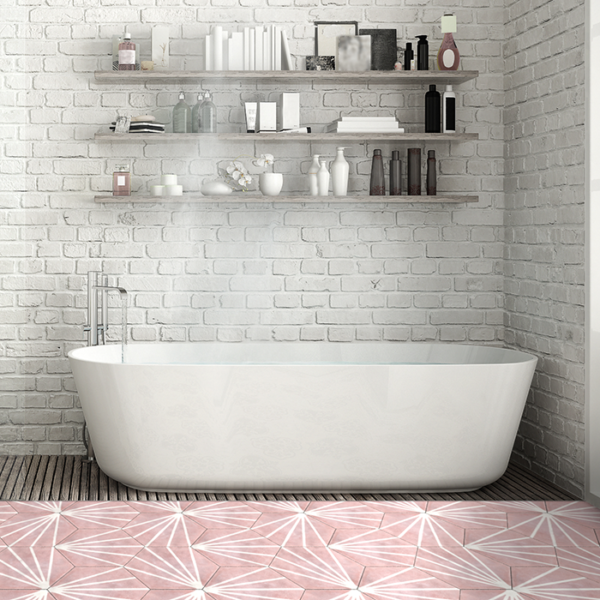 Hexagonal Euboea Pink & White