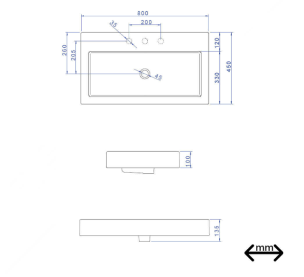 Art,L.95.17 Rectangular Countertop-Inset Basin White - Image 3