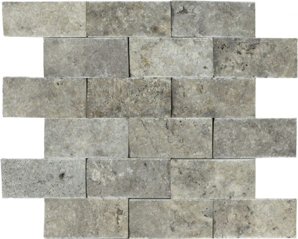 Silver Travertine Mosaic Brick - Image 2