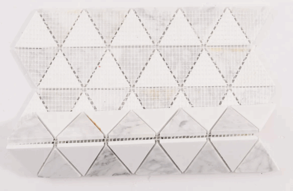 White Equilateral Triangle Honed Stone Mosaic Tiles - Image 2